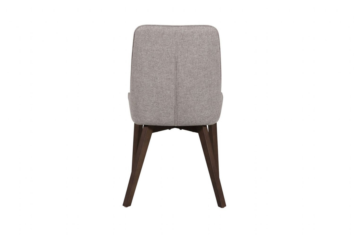 Beige Fabric Upholstered Dining Chair with Walnut Legs
