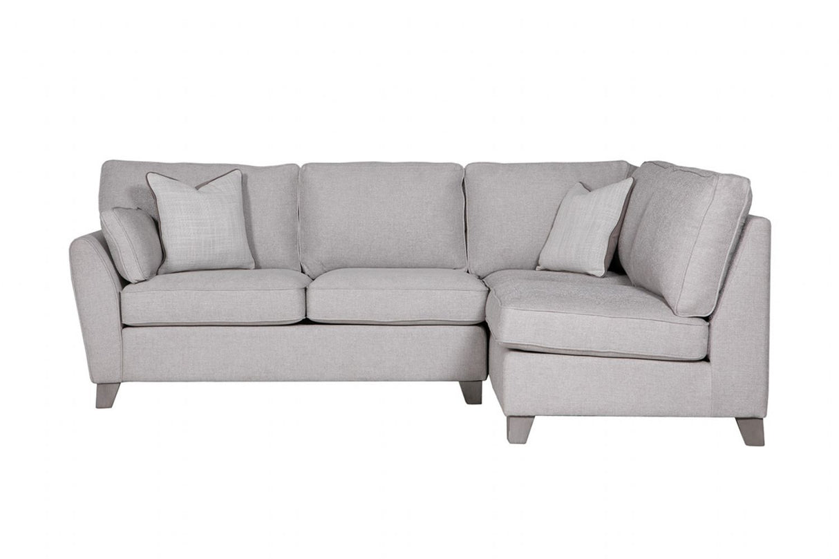Light Grey Linen Fabric Upholstered Right Hand Facing Corner Sofa