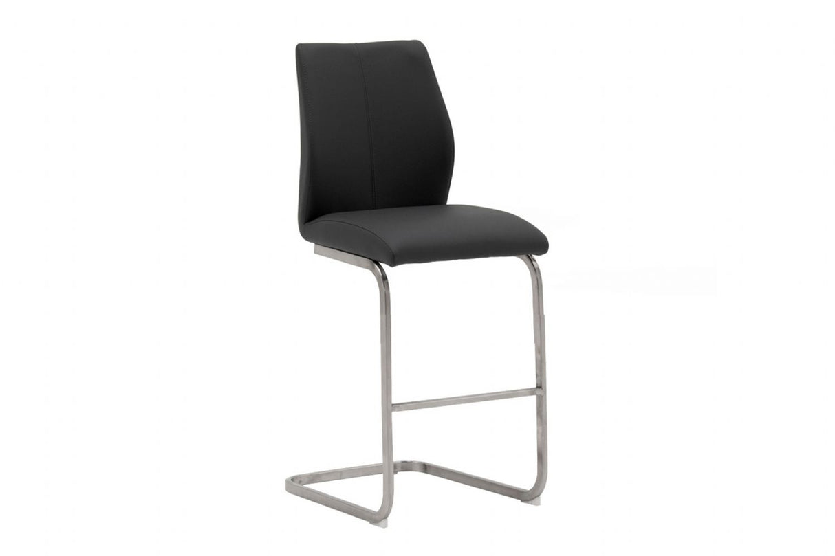 Black Leather Effect Counter Kitchen Bar Stool
