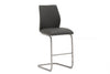 Grey Leather Kitchen Breakfast Counter Bar Stool