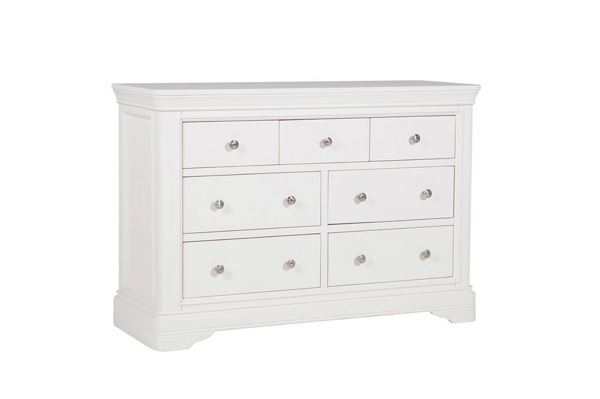 Bone White Wooden Dressing Chest of 7 Drawers