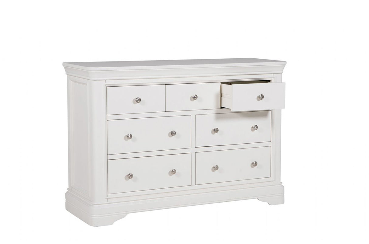 Bone White Wooden Dressing Chest of 7 Drawers