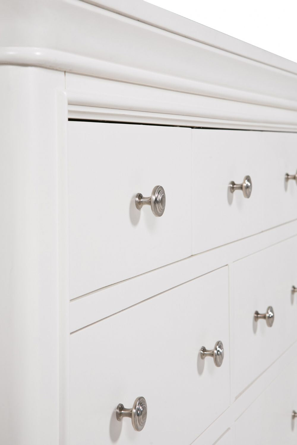 Bone White Wooden Dressing Chest of 7 Drawers