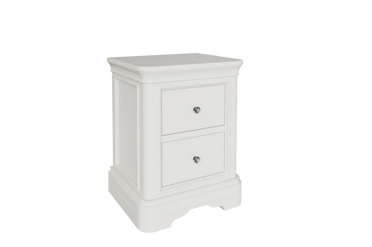 Bone White Painted Wooden 2 Drawer Bedside Chest