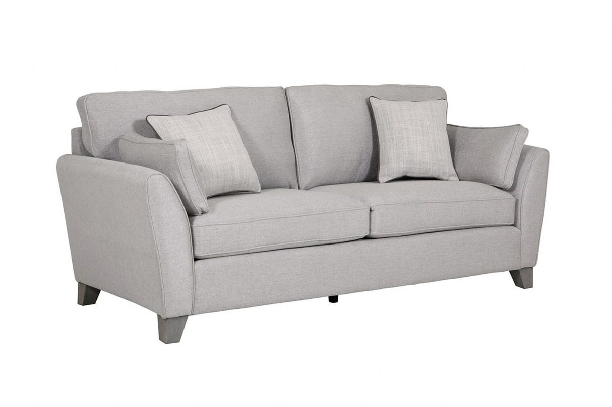 Light Grey Fabric Upholstered 3 Seater Sofa and Limed Oak Legs
