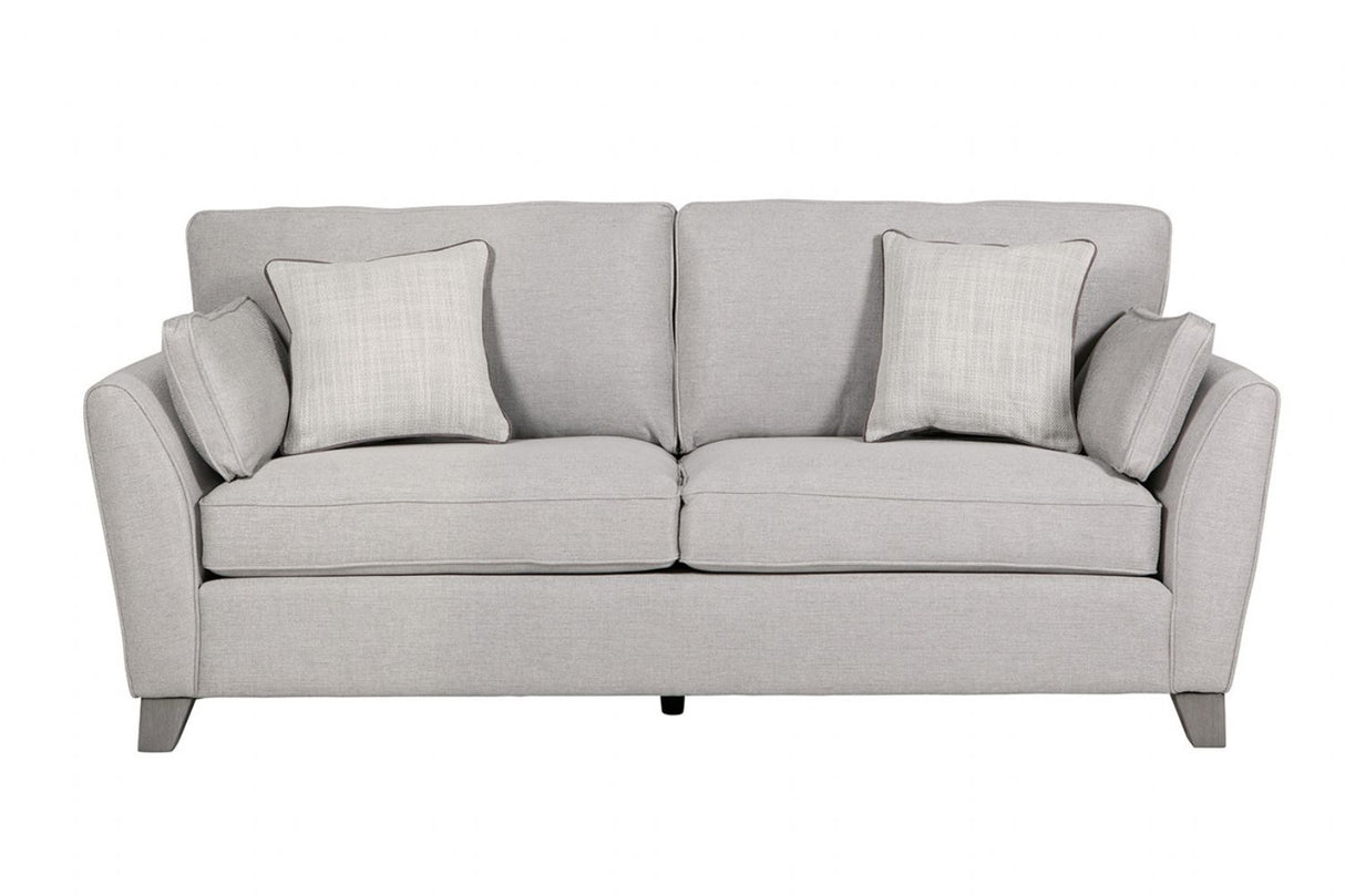 Light Grey Fabric Upholstered 3 Seater Sofa and Limed Oak Legs