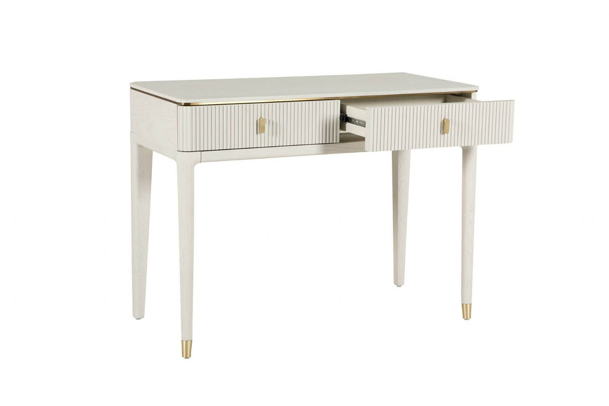 Stone Textured Wooden 2 Ribbed Drawer Dressing Table