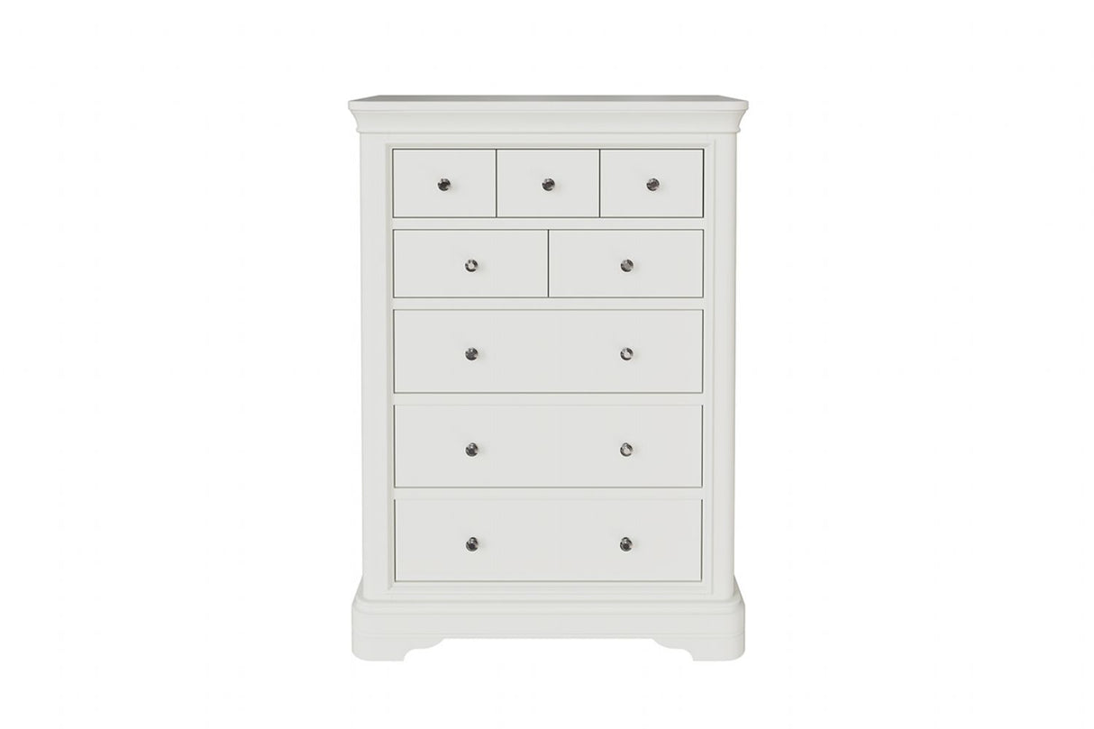 Modern White Wooden Chest of 8 Drawers Pedestal Base