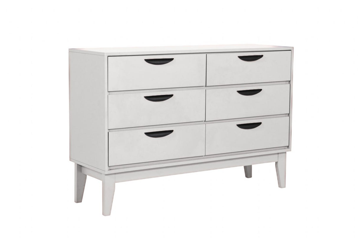 Taupe Wood Dressing Chest of 6 Drawers
