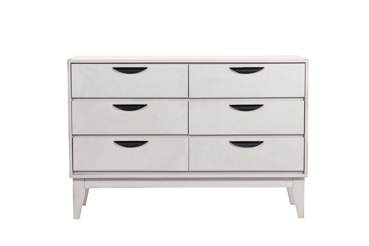 Taupe Wood Dressing Chest of 6 Drawers