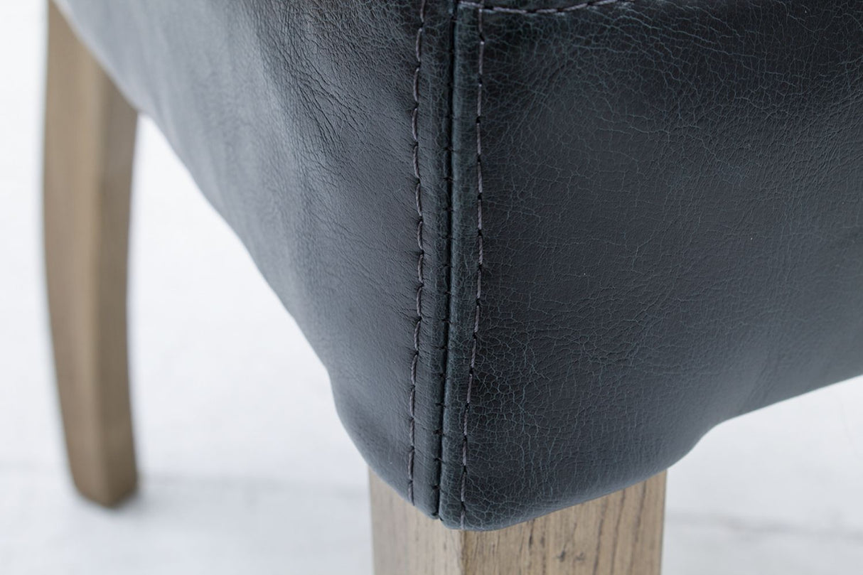 Blue Padded Leather Kitchen Breakfast Bar Chair