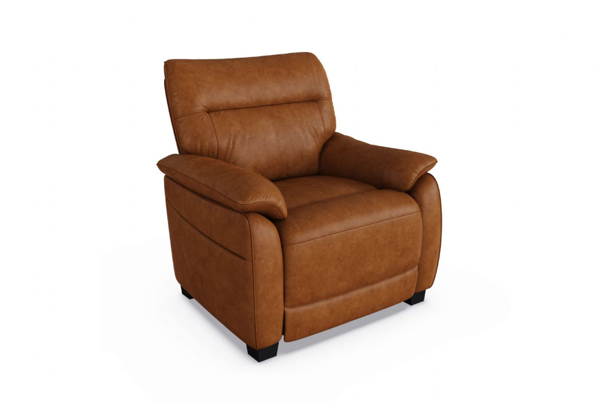 Tan Premium Leather Armchair with Padded Armrest