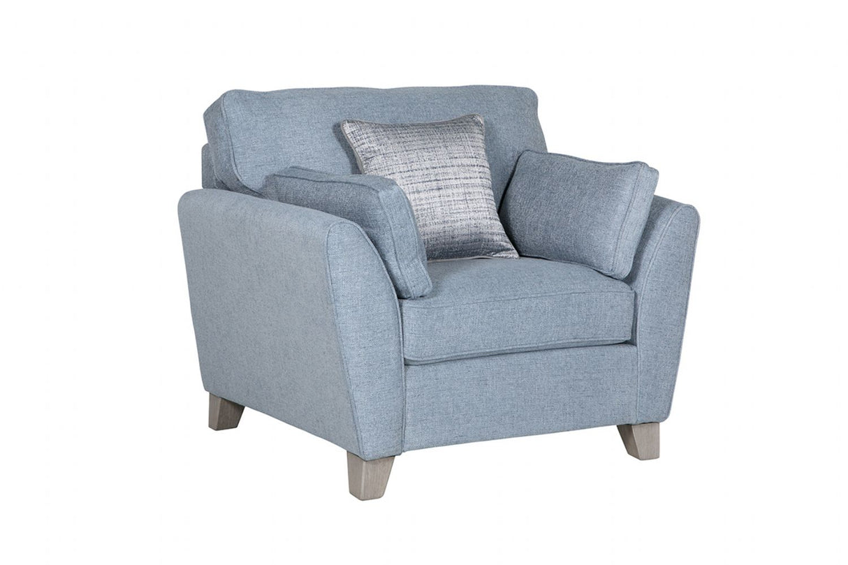Blue Velvet Fabric Standard Back Occasional Armchair