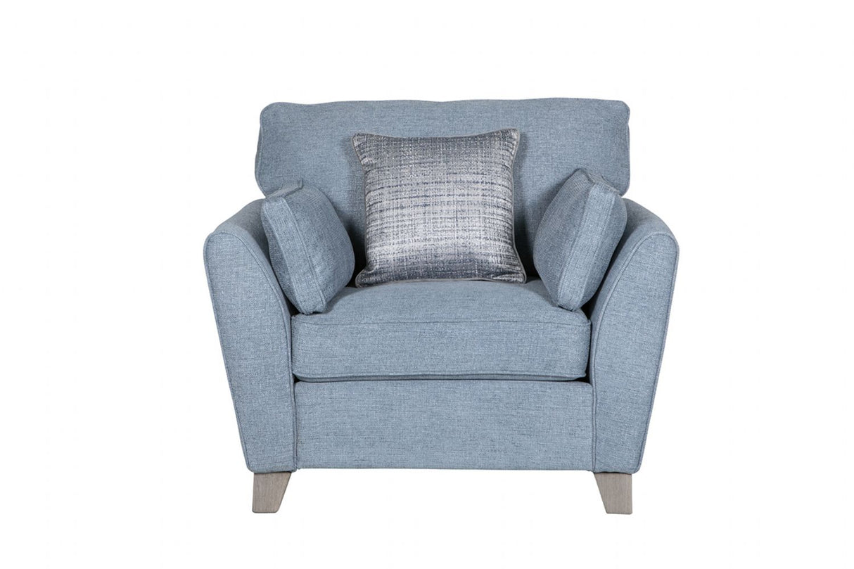 Blue Velvet Fabric Standard Back Occasional Armchair