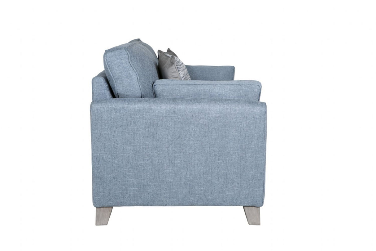 Blue Fabric 3 Seater Standard Back Sofa with Scatter Cushions