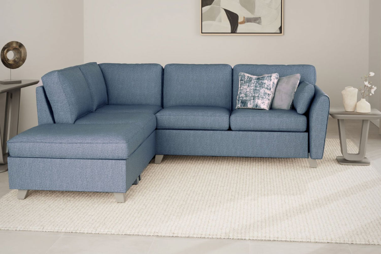 Blue Fabric LHF L Shaped Corner Group Sofa