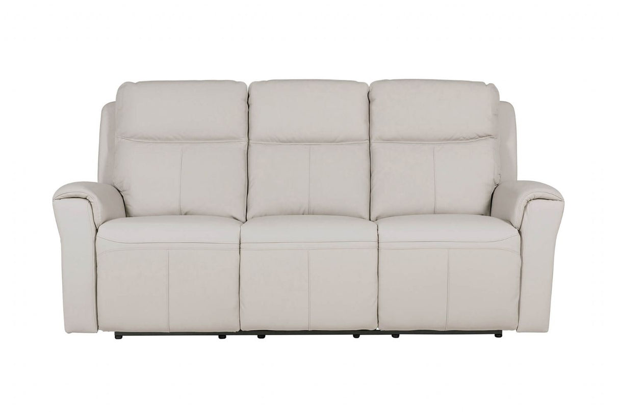 Stone Grey Leather Match 3 Seater Electric Reclining Sofa