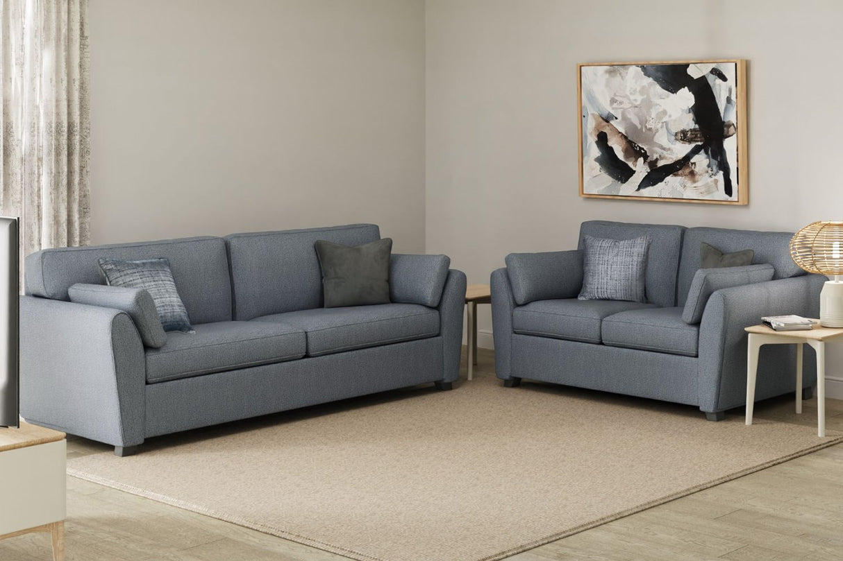 Blue Fabric 2 Seater Standard Back Sofa