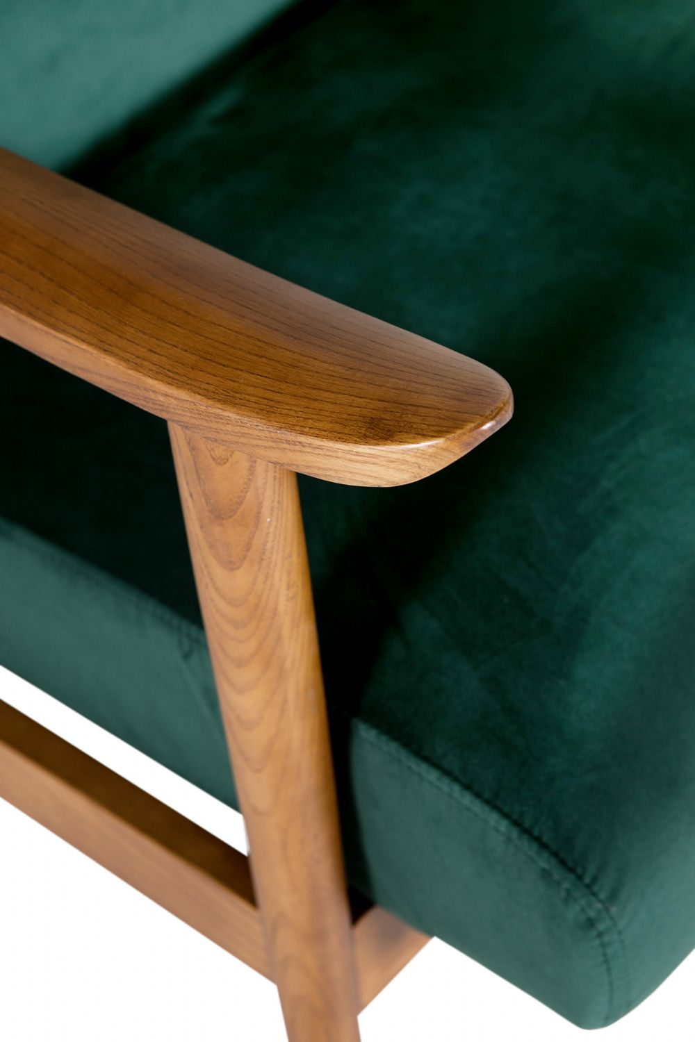 Green Chenille Fabric Accent Chair Rubberwood Framed