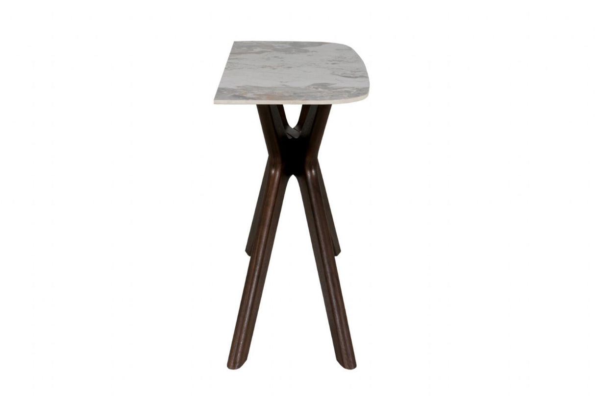 Brown Wooden Console Table Sintered Stone Top