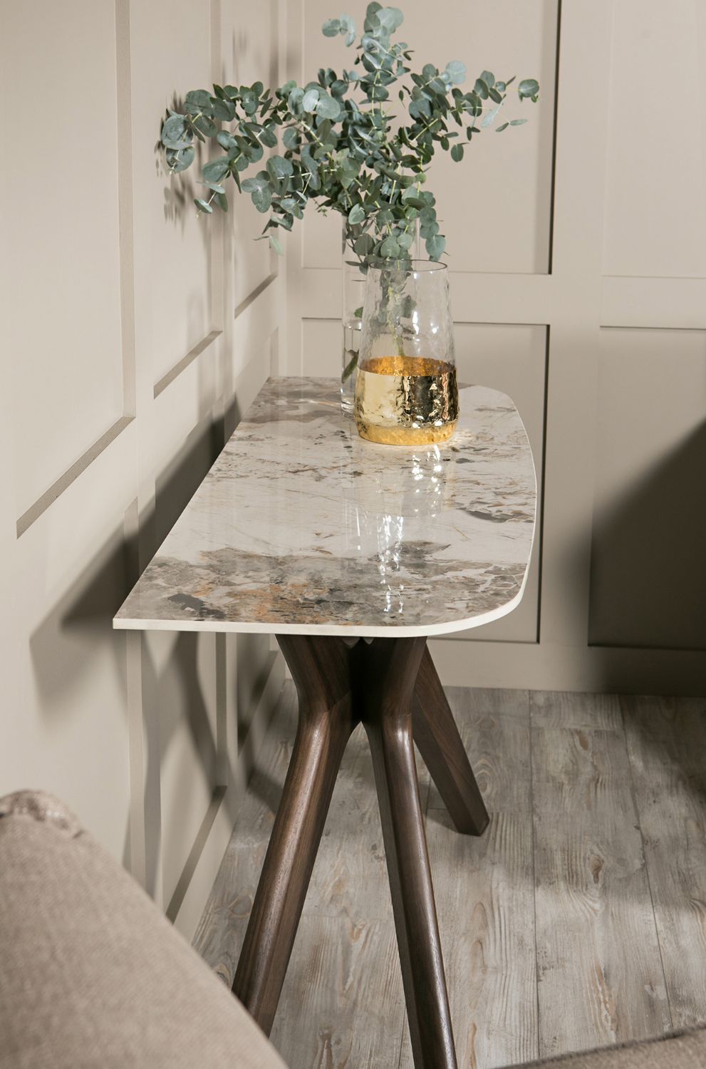 Brown Wooden Console Table Sintered Stone Top