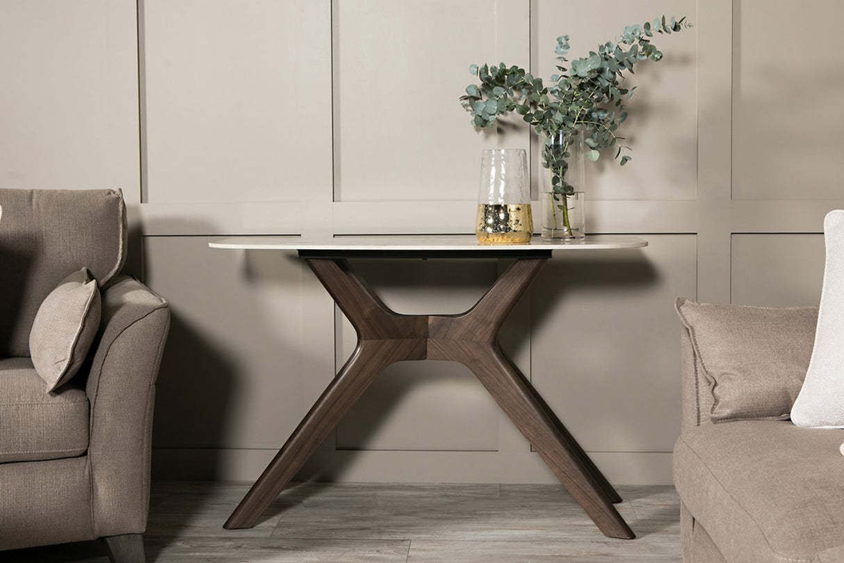 Brown Wooden Console Table Sintered Stone Top
