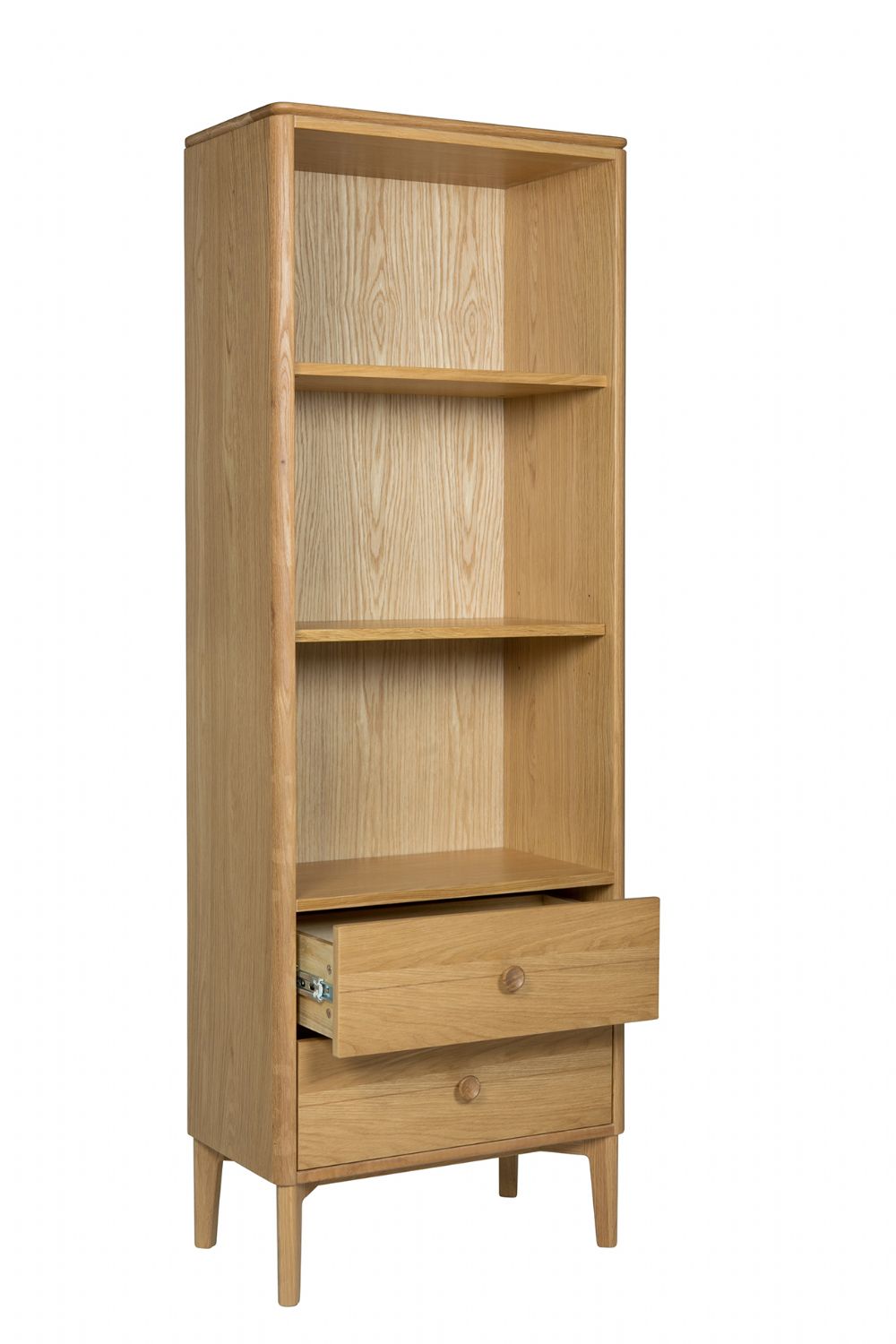 Modern Natural Oak 2 Drawer 3 Shelf Open Storage Unit