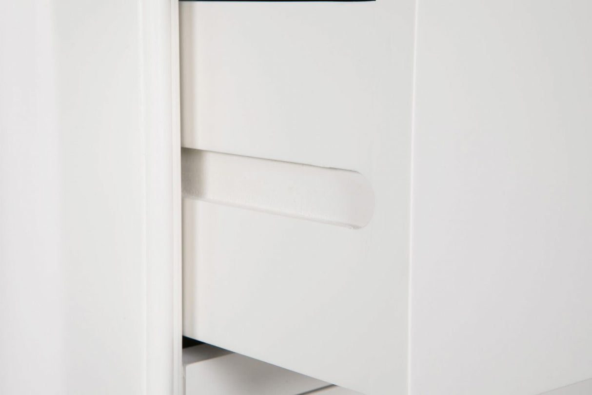 White Wooden 5 Drawer Tall Chest with Silver Handles