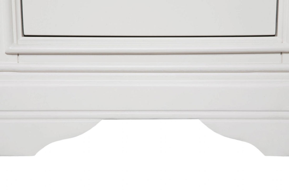 White Wooden 5 Drawer Tall Chest with Silver Handles