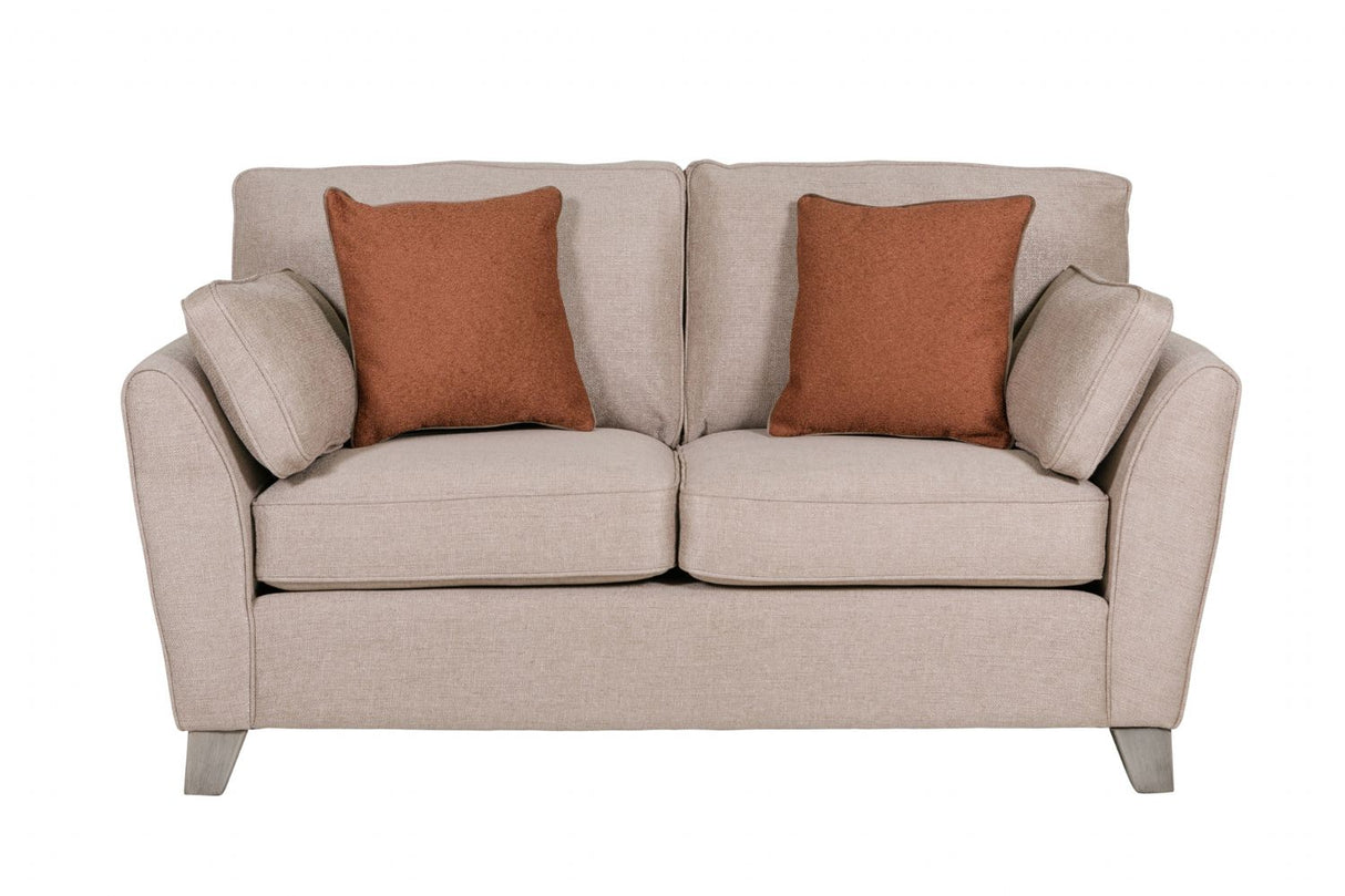 Taupe Fabric Upholstered 2 Seater Sofa and Limed Oak Legs