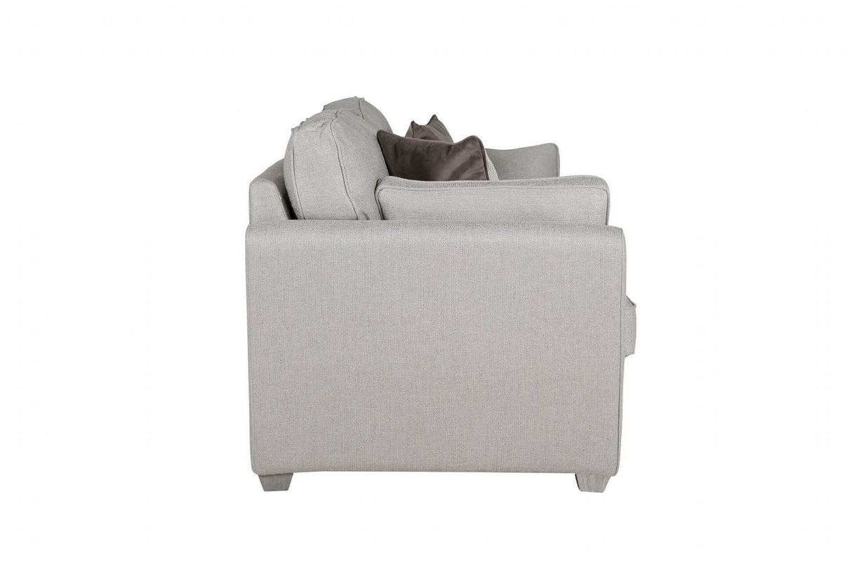 Light Grey Fabric 3 Seater Compact Sofa Bed Limed Oak Legs