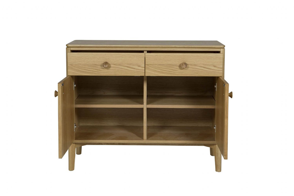 Natural Oak 2 Door 2 Drawer Small Sideboard