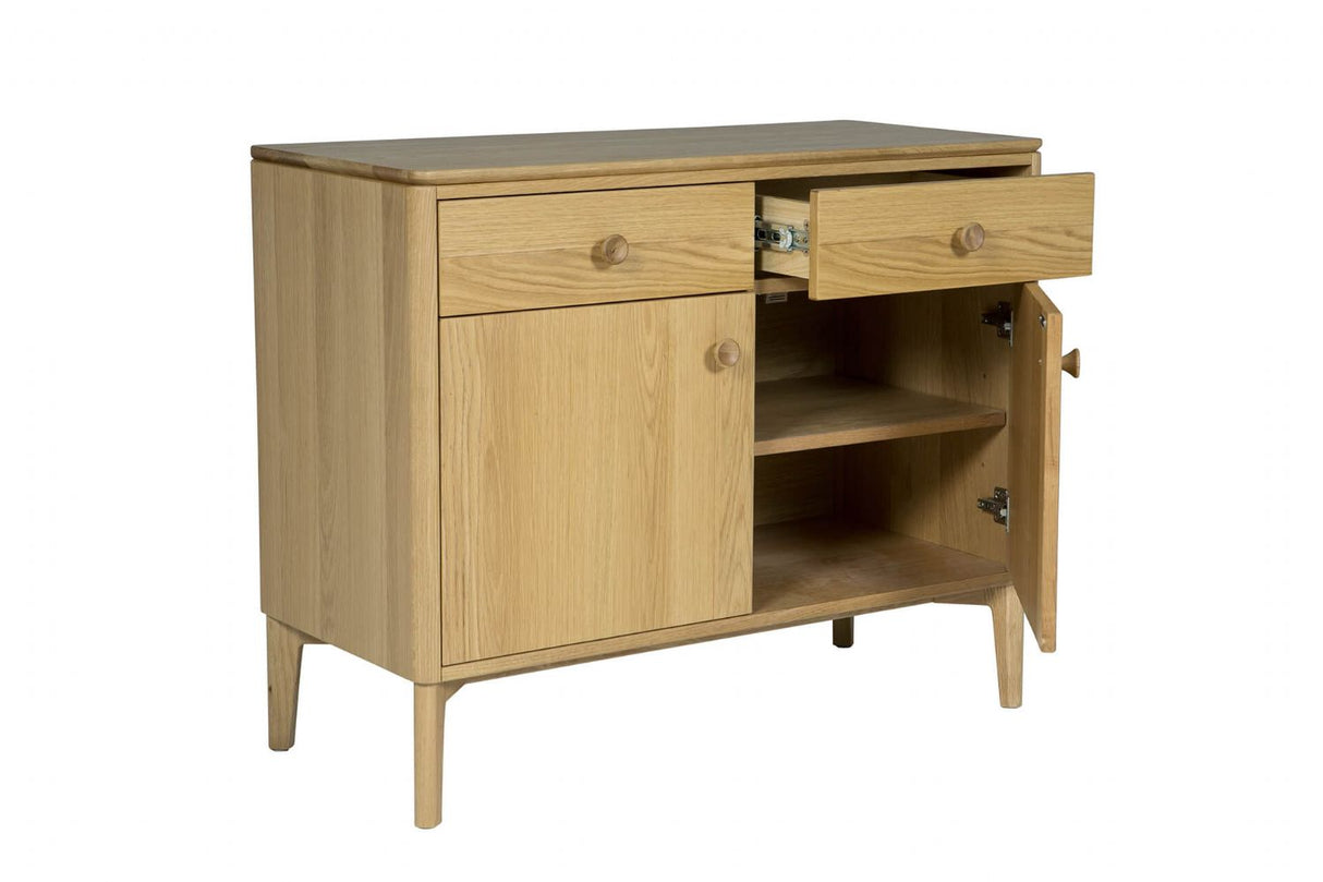 Natural Oak 2 Door 2 Drawer Small Sideboard