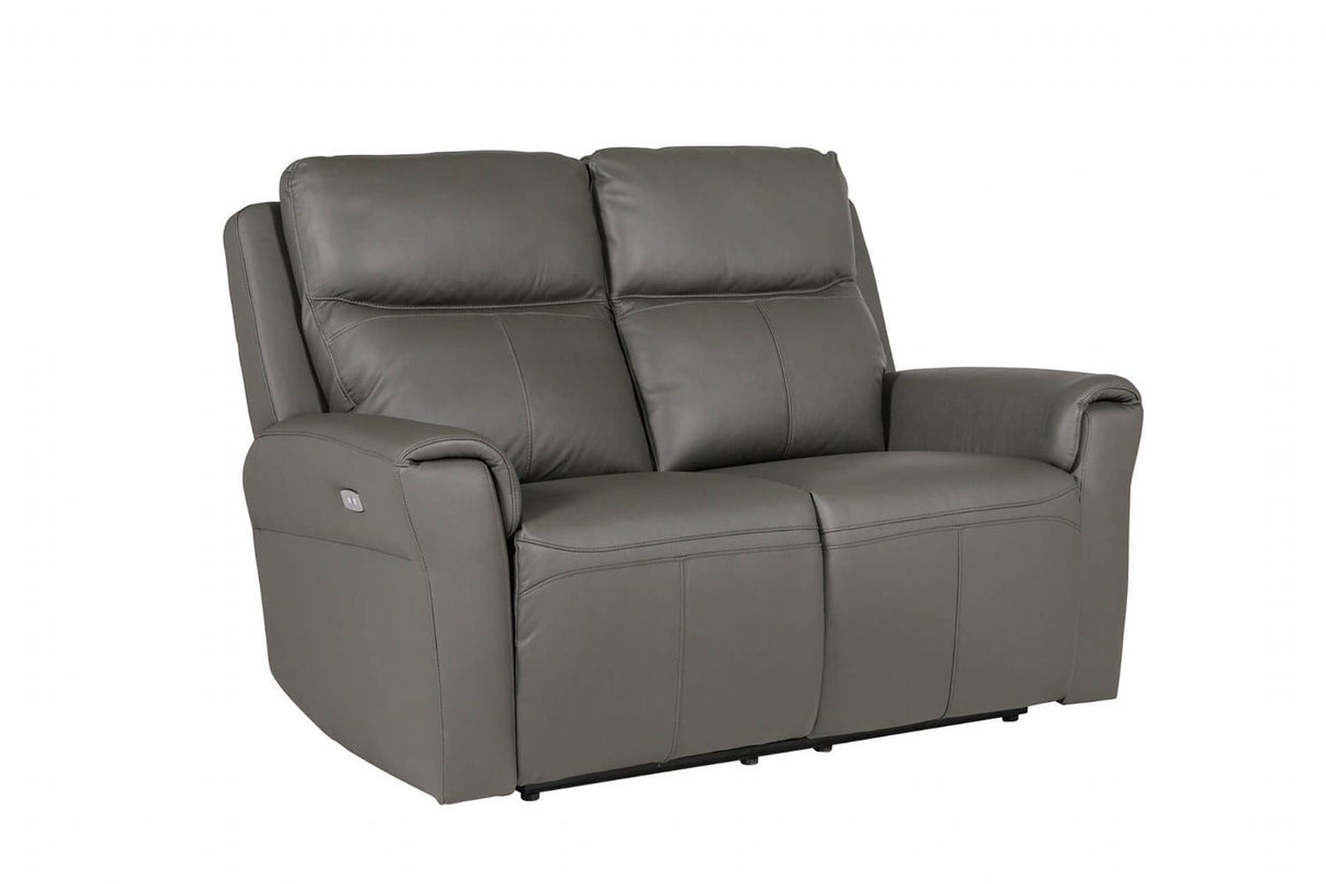 Ash Leather Electric Power Recliner 2 Seater Sofa