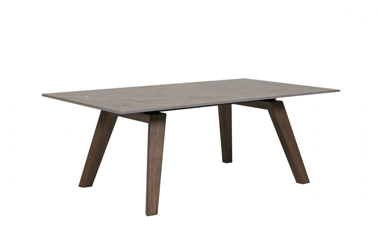 Latte Sintered Stone Top Coffee Table with Walnut Legs