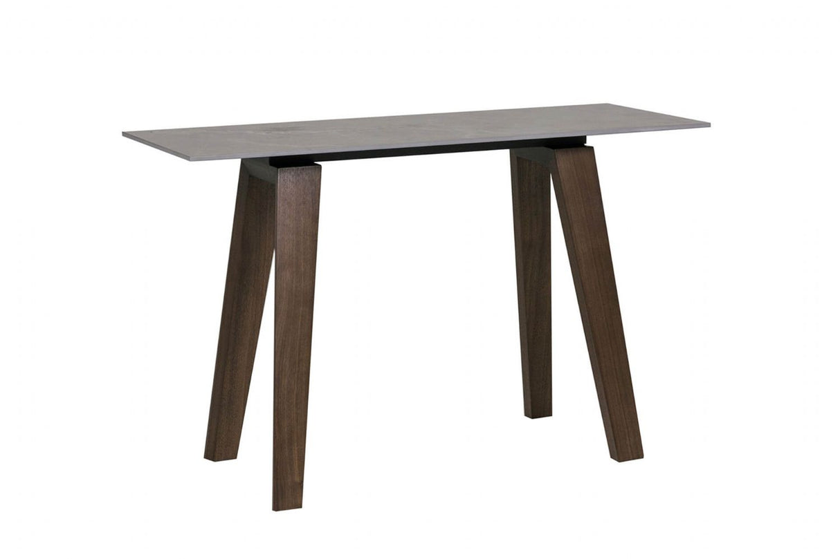 Latte Walnut Sintered Stone Top Console Table Walnut Legs
