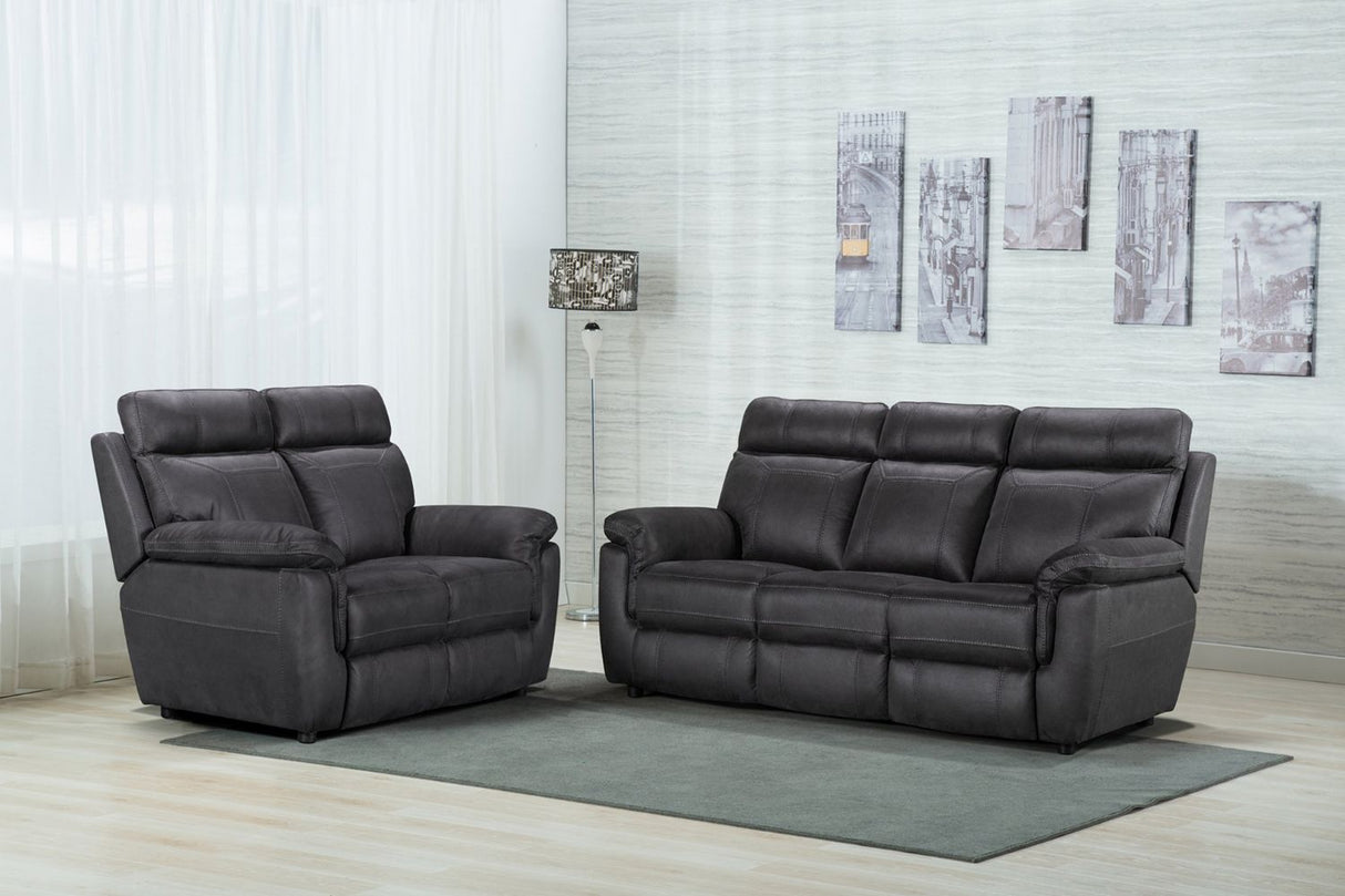 Dark Grey Fabric 3 Seater Sofa with Cushioned Headrest