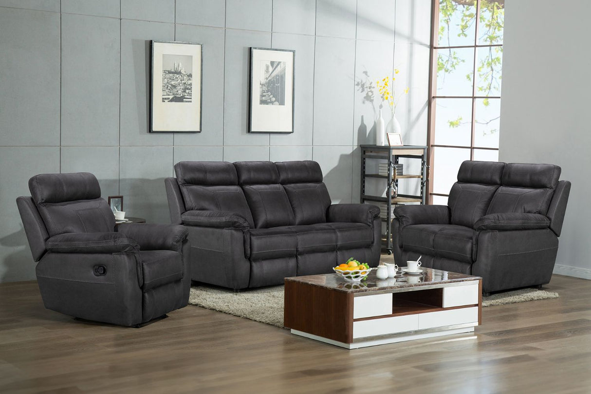 Dark Grey Fabric 3 Seater Sofa with Cushioned Headrest
