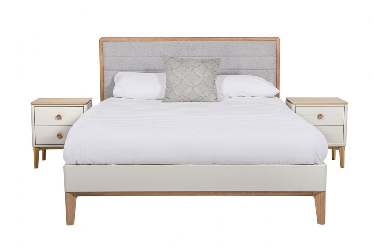 Taupe Wood Oak Trimmed Super King Size Bed