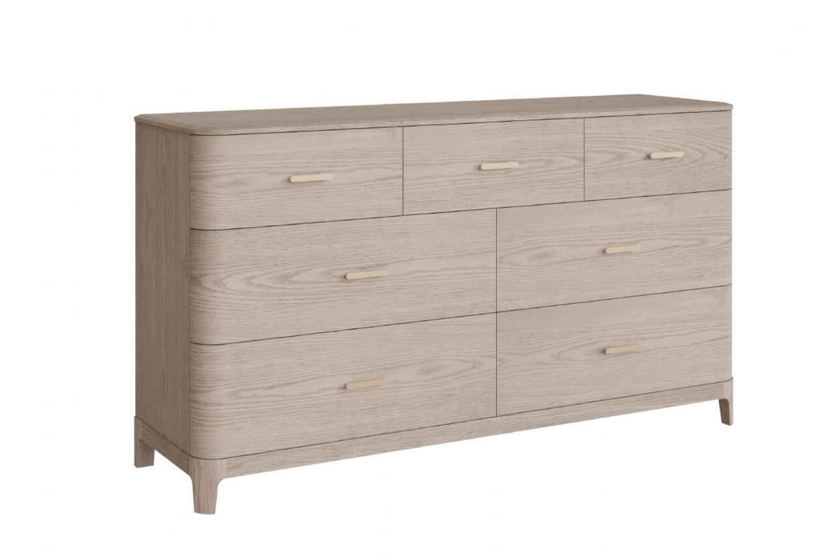 Cream Wooden Wide Chest of 3 Over 4 Drawers