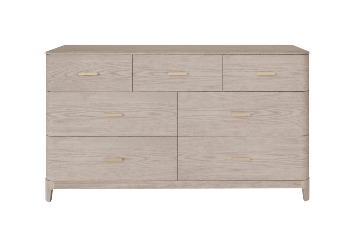 Cream Wooden Wide Chest of 3 Over 4 Drawers