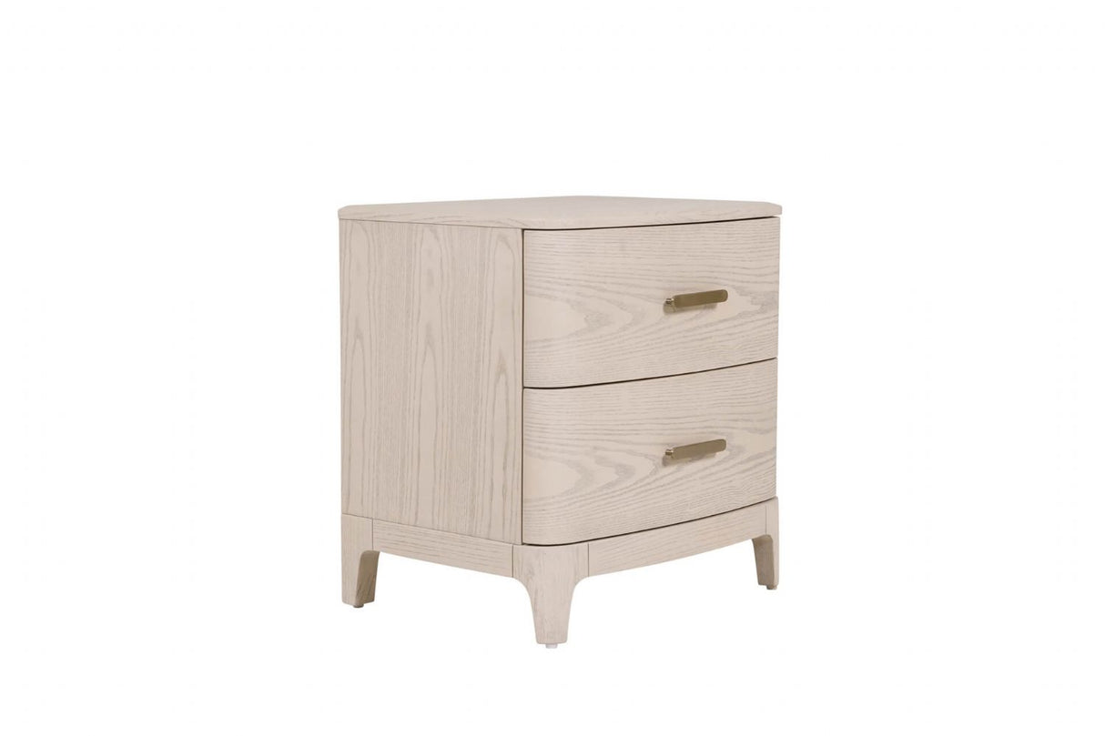 Cream Wooden 2 Drawer Bedside Table Cabinet Nightstand