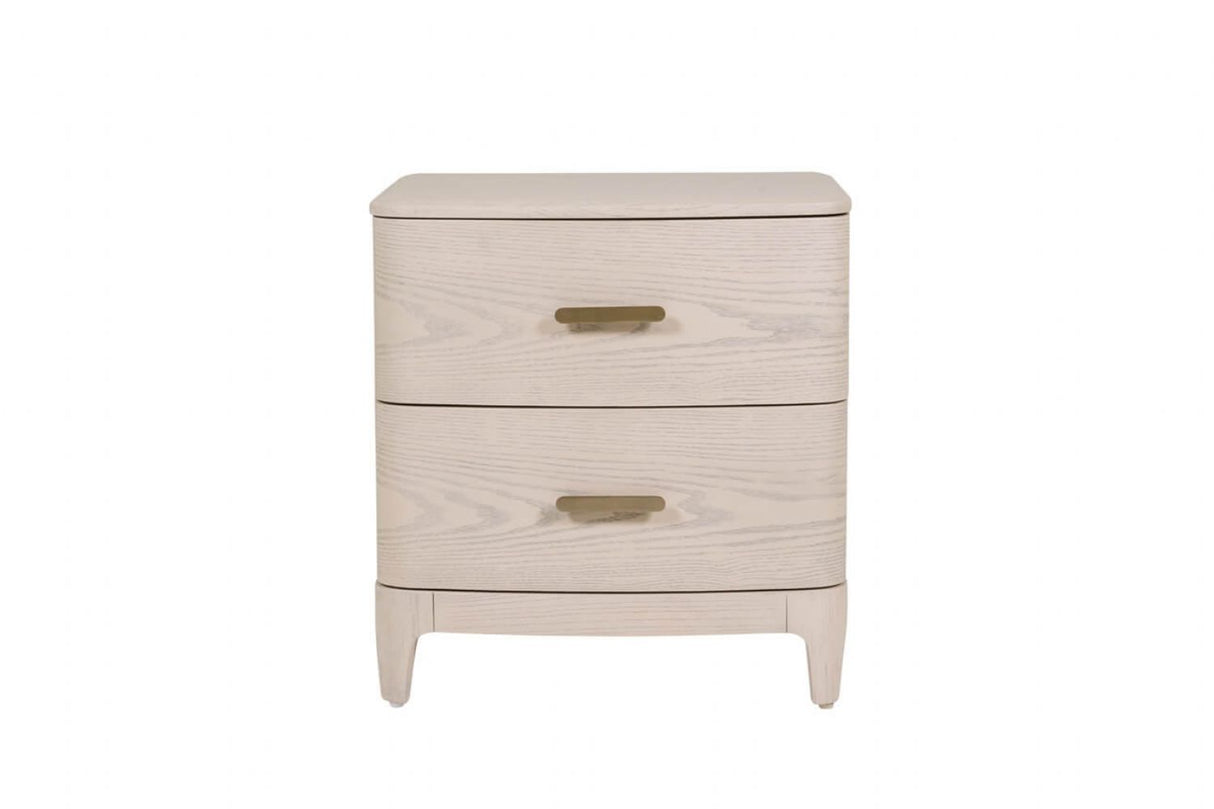 Cream Wooden 2 Drawer Bedside Table Cabinet Nightstand