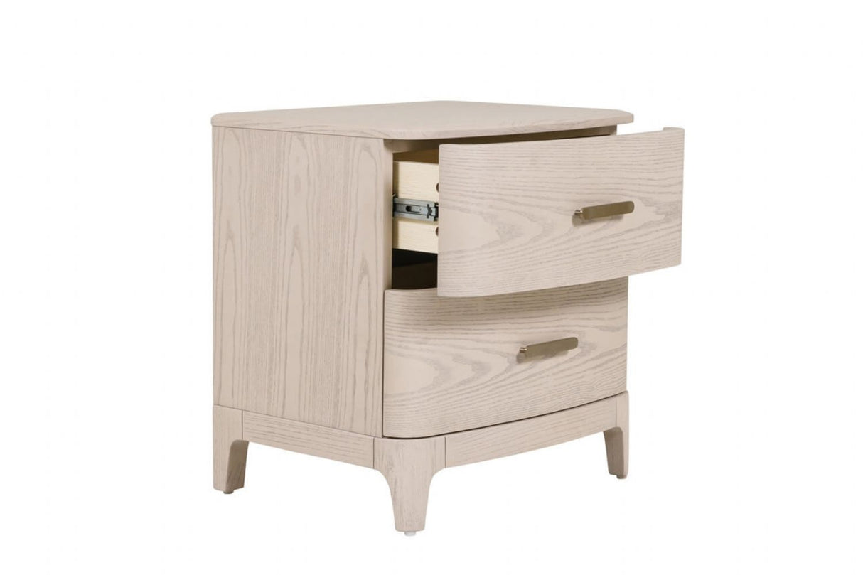 Cream Wooden 2 Drawer Bedside Table Cabinet Nightstand