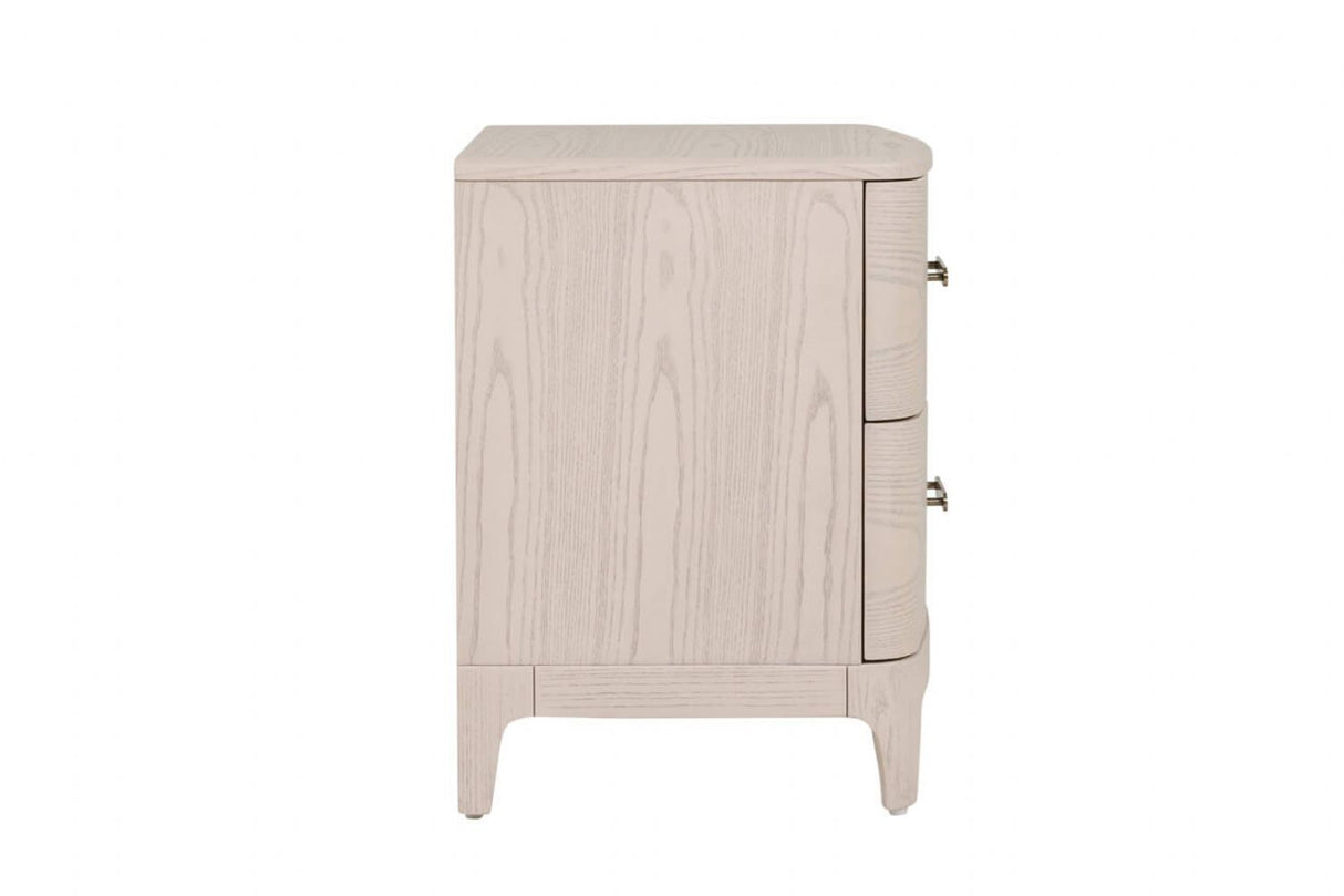 Cream Wooden 2 Drawer Bedside Table Cabinet Nightstand
