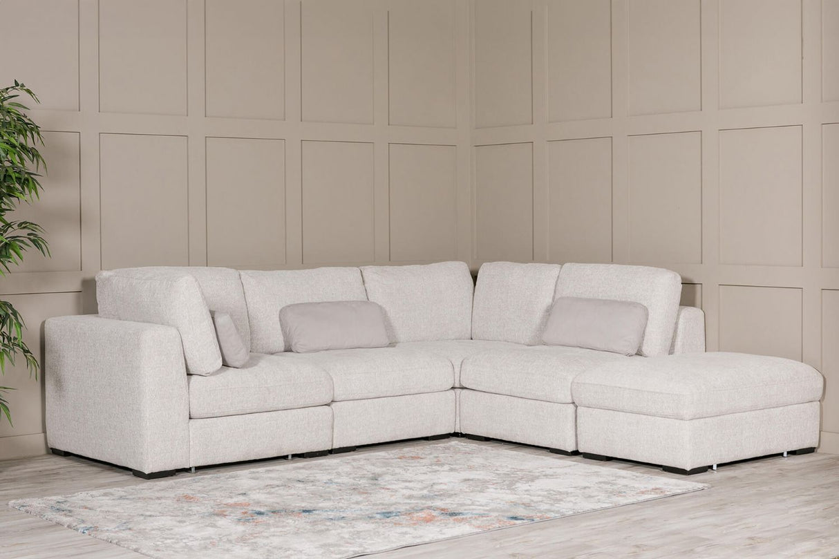 Light Grey Chenille Fabric Corner Arm Sectional