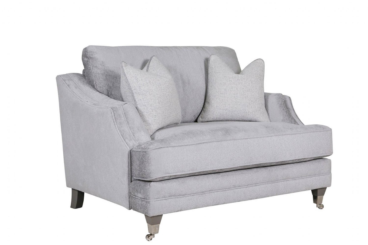 Silver Velvet Fabric 2 Seater Standard Back Snuggle Sofa