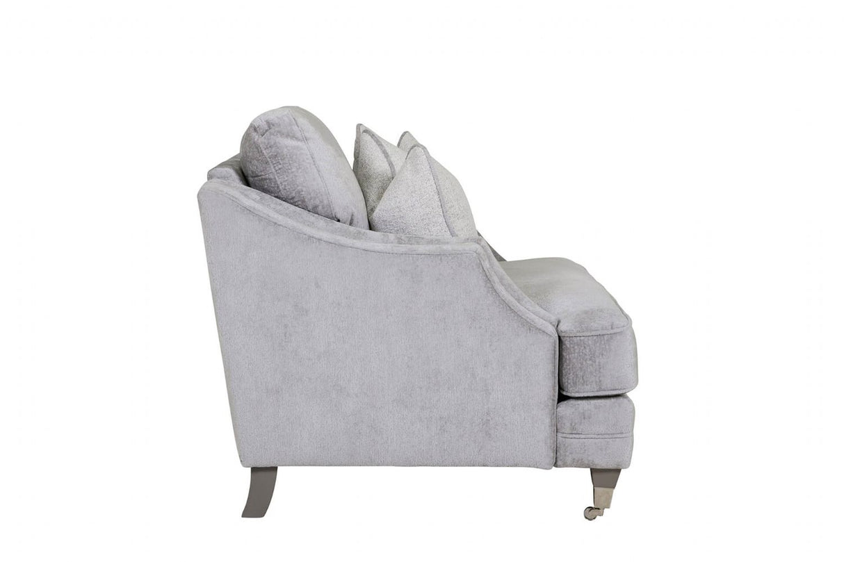 Silver Velvet Fabric 2 Seater Standard Back Snuggle Sofa
