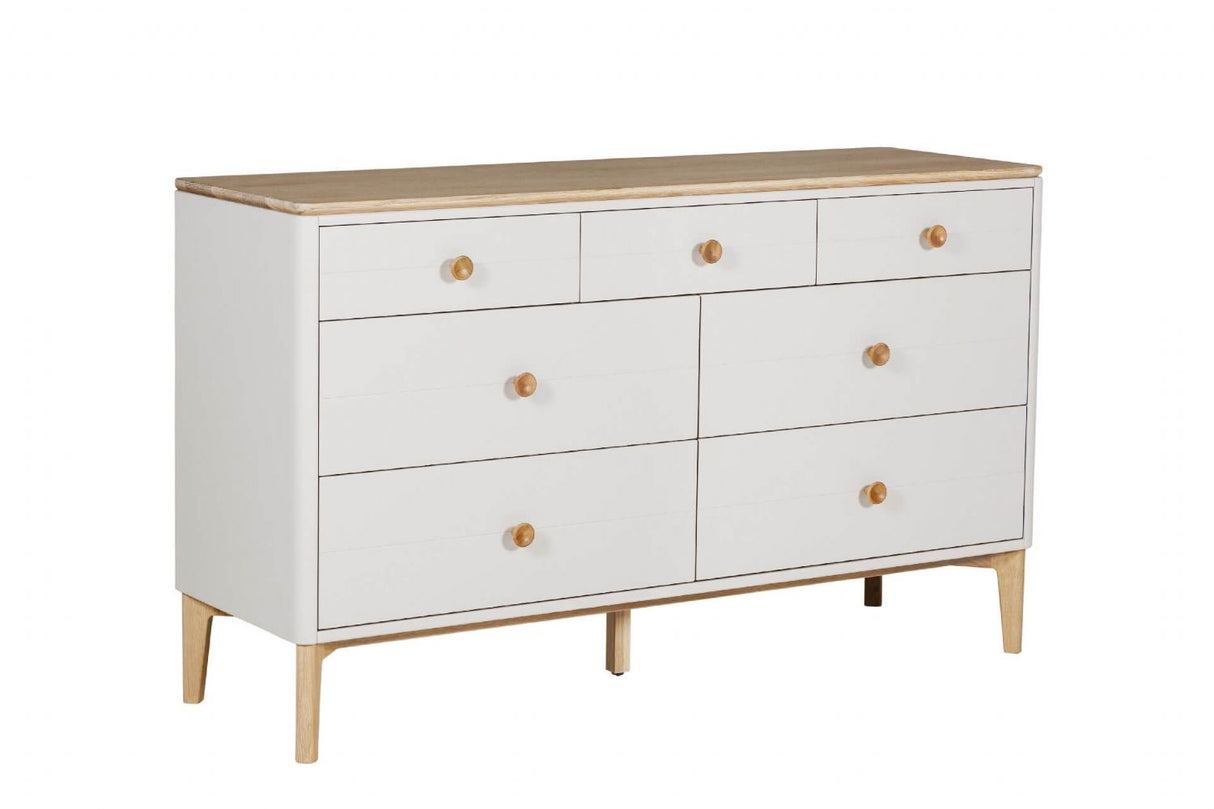 Taupe Oak Wide Chest of 7 Drawers