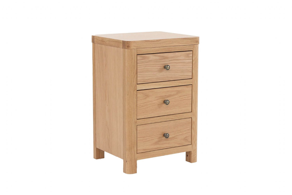 Natural Oak 3 Drawer Bedside Table